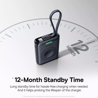 Batería Externa Inalámbrica Baseus EnerFill FW11 para Apple Watch Series, 1640mAh, 5W, 1 x QI, Negra E0205301