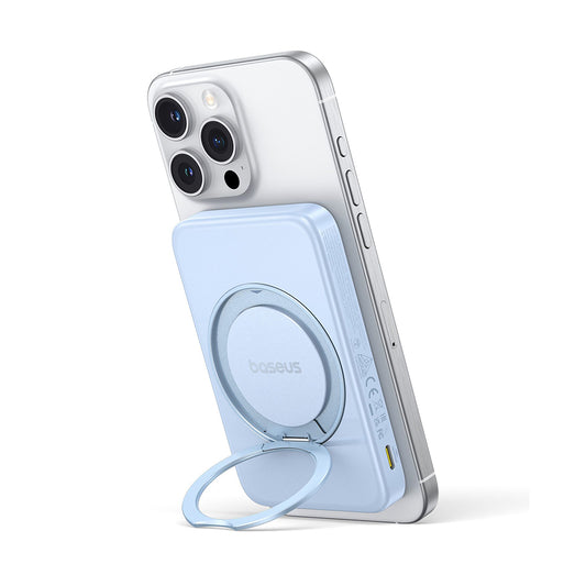 Batería Externa Inalámbrica Baseus PicoGo, 5000mAh, 20W, PD + FQI, 1 x QI - 1 x USB-C, Azul P10076800313-00
