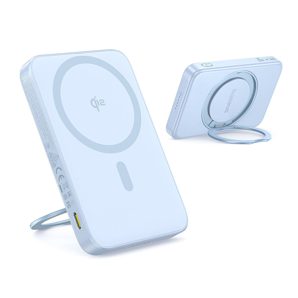 Batería Externa Inalámbrica Baseus PicoGo, 5000mAh, 20W, PD + FQI, 1 x QI - 1 x USB-C, Azul P10076800313-00