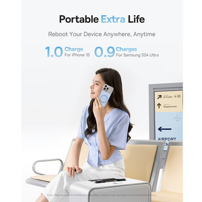 Batería Externa Inalámbrica Baseus PicoGo, 5000mAh, 20W, PD + FQI, 1 x QI - 1 x USB-C, Azul P10076800313-00