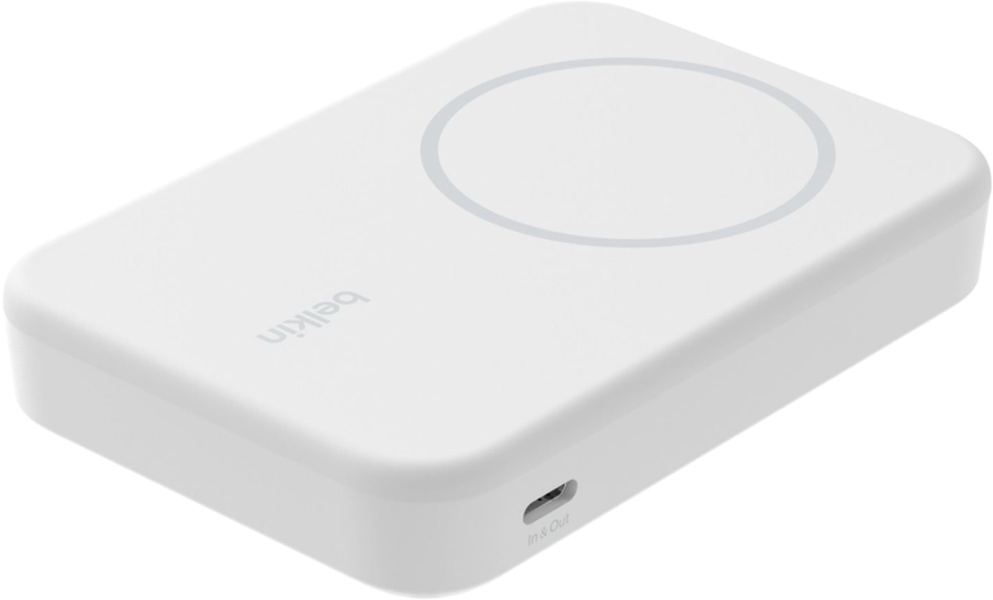 Batería Externa Inalámbrica Belkin BoostCharge Pro con Soporte, 8000mAh, 15W, FQI, 1 x QI - 1 x USB-C, Blanca BPD007btWH