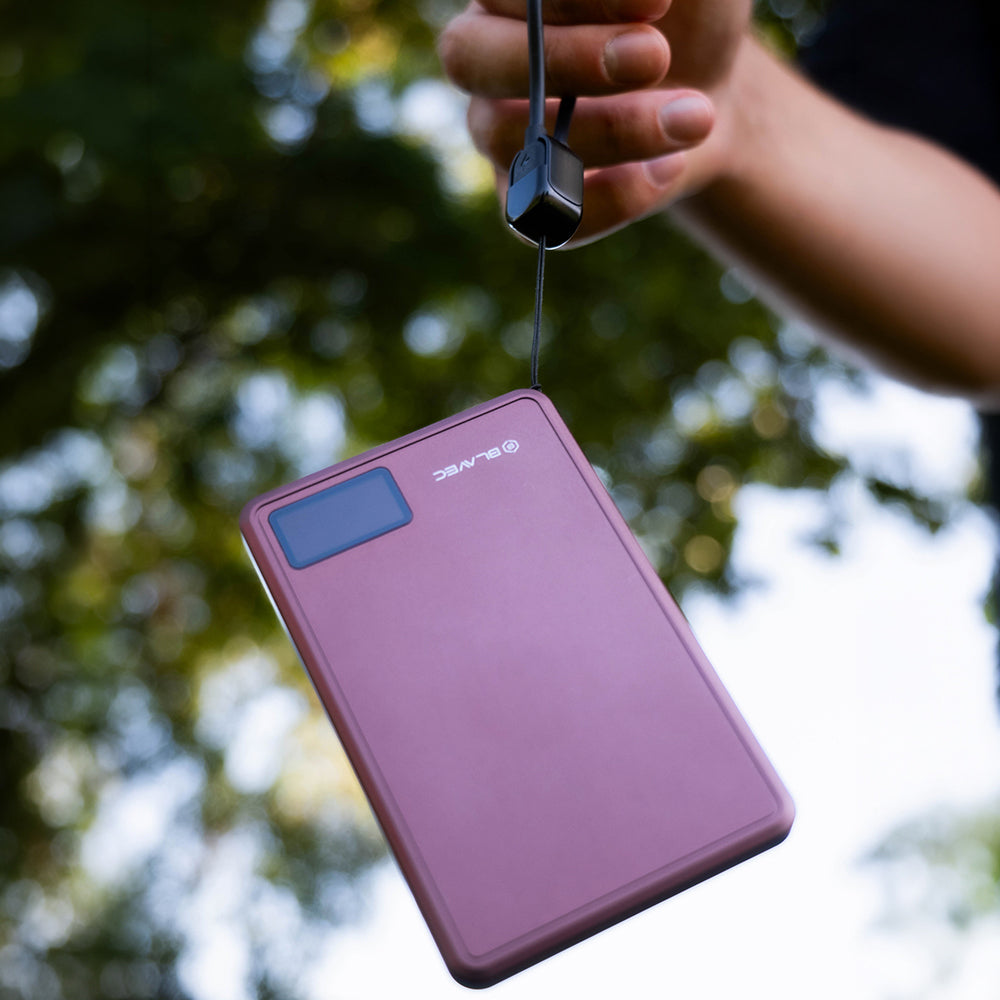 Batería externa inalámbrica Blavec BJ-03 Slim, 10000 mAh, 22,5 W, PD + FQI, 1 x QI - 1 x USB-C, Morado