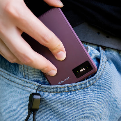 Batería externa inalámbrica Blavec BJ-03 Slim, 10000 mAh, 22,5 W, PD + FQI, 1 x QI - 1 x USB-C, Morado
