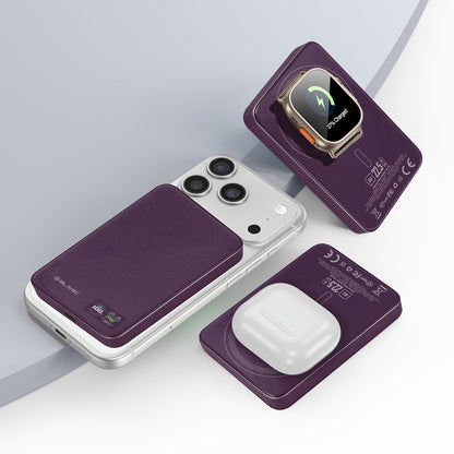 Batería externa inalámbrica Blavec BJ-04 Slim, 10000 mAh, 22,5 W, PD + FQI, 1 x QI - 1 x USB-C, morado