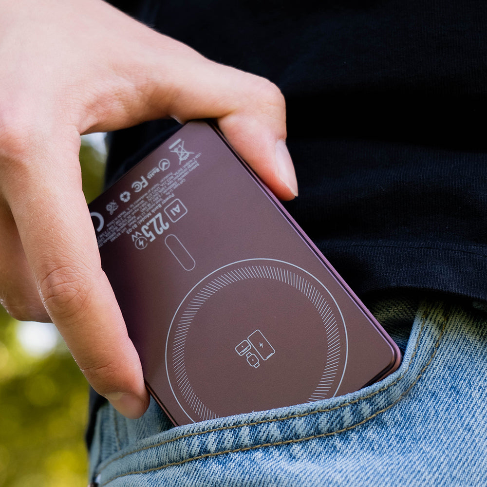 Batería externa inalámbrica Blavec BJ-03 Slim, 10000 mAh, 22,5 W, PD + FQI, 1 x QI - 1 x USB-C, Morado