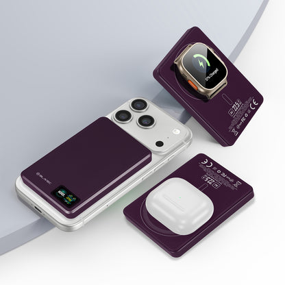 Batería externa inalámbrica Blavec BJ-03 Slim, 10000 mAh, 22,5 W, PD + FQI, 1 x QI - 1 x USB-C, Morado
