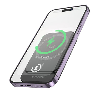Batería Externa Inalámbrica Borofone BJ63 Nimble, 5000mAh, 20W, PD + FQI, 1 x QI - 1 x USB-C, Negra