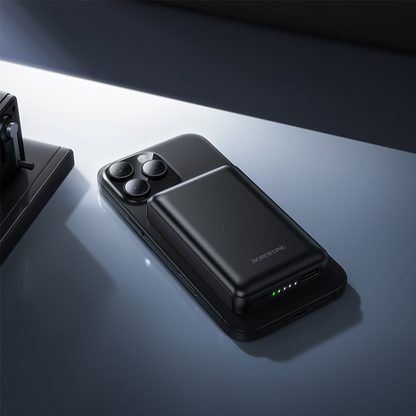 Batería Externa Inalámbrica Borofone BJ82 Dawn, 5000mAh, 10W, 1 x QI - 1 x USB-A, Negra