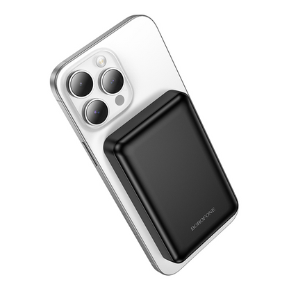 Batería Externa Inalámbrica Borofone BJ82 Dawn, 5000mAh, 10W, 1 x QI - 1 x USB-A, Negra