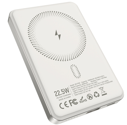 Wireless External Battery BWOO BO-P82, 10000mAh, 22.5W, PD + FQI, 1 x QI - 1 x USB-C, White