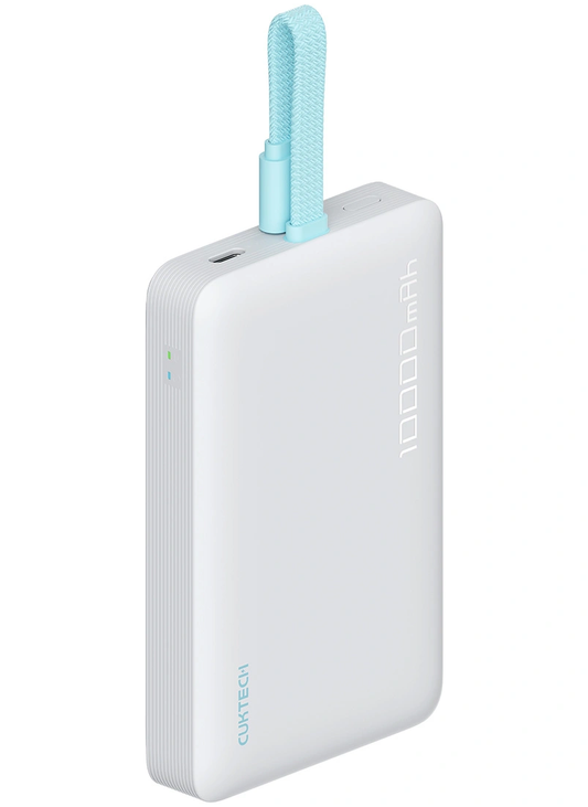 Batería Externa Inalámbrica Cuktech CP132ML, 10000mAh, 22.5W, PD + QI, 2 x USB-C, Blanca