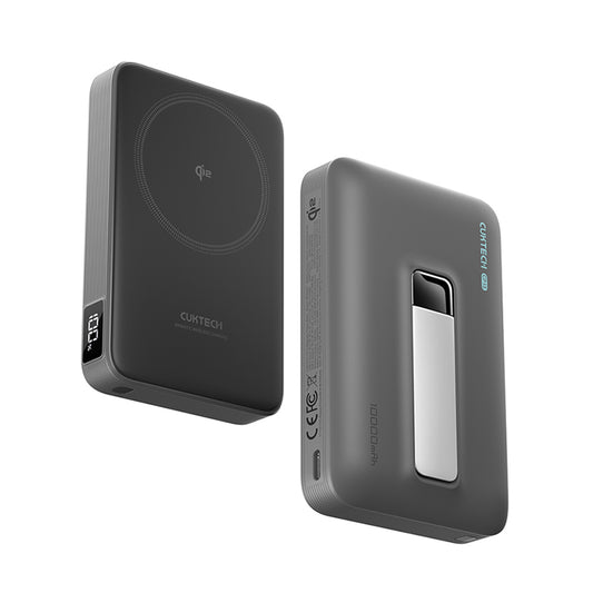 Batería Externa Inalámbrica Cuktech WPB100, 10000mAh, 30W, PD + FQI, 1 x QI - 1 x USB-C, Gris CUWPB100GLBK