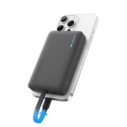 Batería Externa Inalámbrica Cuktech WPB100L, 10000mAh, 22.5W, PD + FQI, 1 x QI - 2 x USB-C, Negra CKWPB100LGLBK