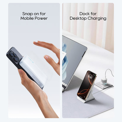 Batería Externa Inalámbrica Cuktech WPB100N, 10000mAh, 20W, PD + FQI, 1 x QI - 1 x USB-C, Blanca CKWPB100NGLGR