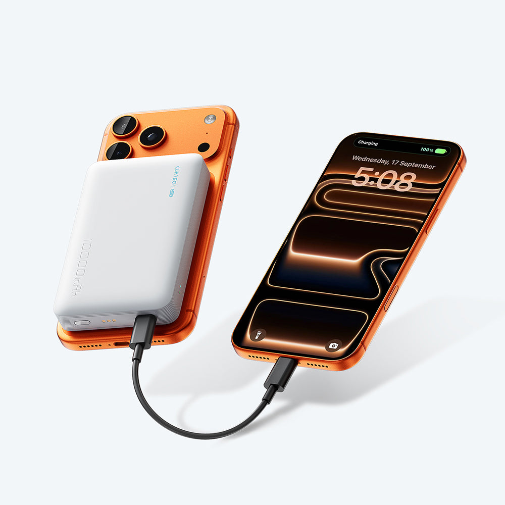 Batería Externa Inalámbrica Cuktech WPB100N, 10000mAh, 20W, PD + FQI, 1 x QI - 1 x USB-C, Blanca CKWPB100NGLGR