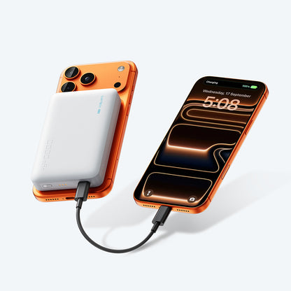 Batería Externa Inalámbrica Cuktech WPB100N, 10000mAh, 20W, PD + FQI, 1 x QI - 1 x USB-C, Blanca CKWPB100NGLGR