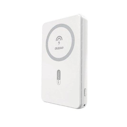 Batería Externa Inalámbrica Dudao K14S, 5000mAh, 20W, QC + PD + FQI, 1 x QI - 1 x USB-A - 1 x USB-C, Blanca