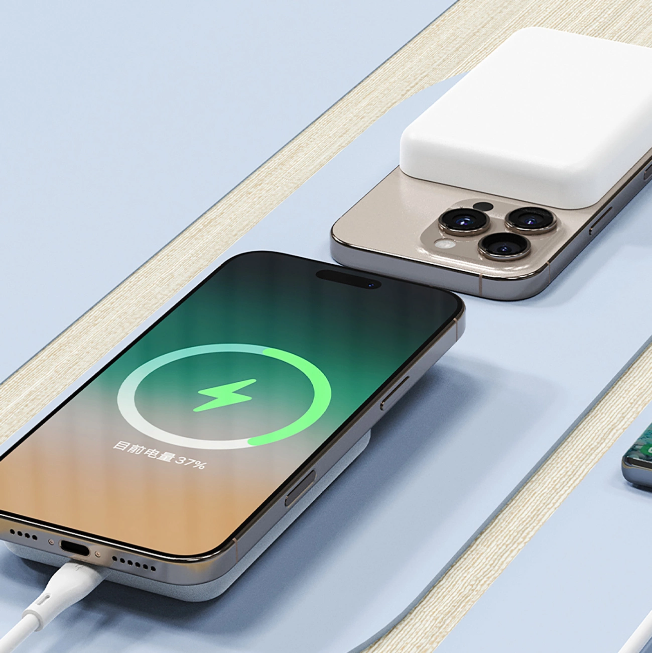 Batería Externa Inalámbrica Dudao K26s, 5000mAh, 20W, PD + FQI, 1 x QI - 1 x USB-C, Blanca