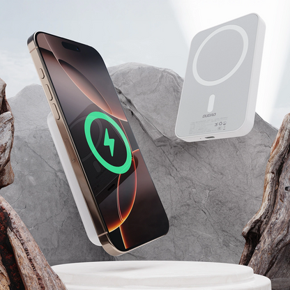 Batería Externa Inalámbrica Dudao K26, 10000mAh, 20W, PD + FQI, 1 x QI - 1 x USB-C, Blanca