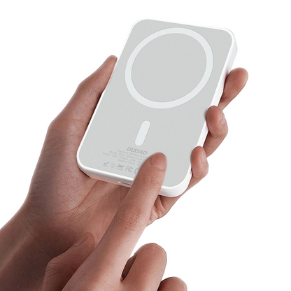 Batería Externa Inalámbrica Dudao K26s, 5000mAh, 20W, PD + FQI, 1 x QI - 1 x USB-C, Blanca