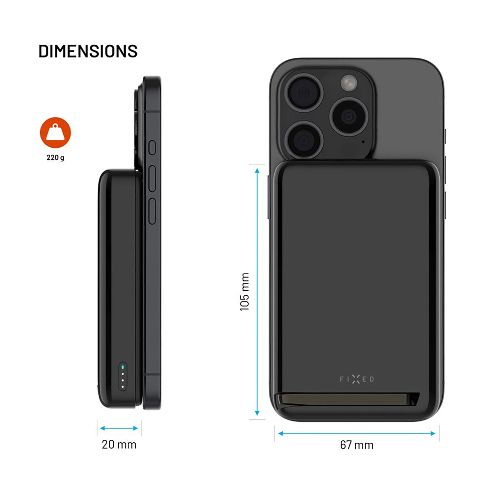 Batería Externa Inalámbrica Fixed MagZen 10 Pro, 10000mAh, 30W, PD + FQI, 1 x QI - 1 x USB-C, Negra