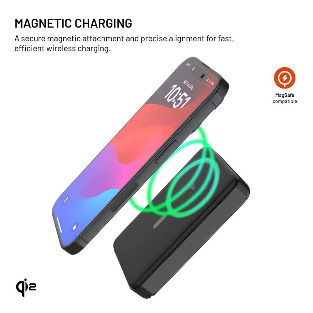 Batería Externa Inalámbrica Fixed MagZen 10 Pro, 10000mAh, 30W, PD + FQI, 1 x QI - 1 x USB-C, Negra