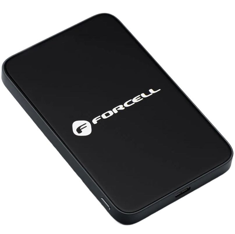 Batería Externa Inalámbrica Forcell F5K8, 5000mAh, 15W, PD + FQI, 1 x QI - 1 x USB-C, Negra
