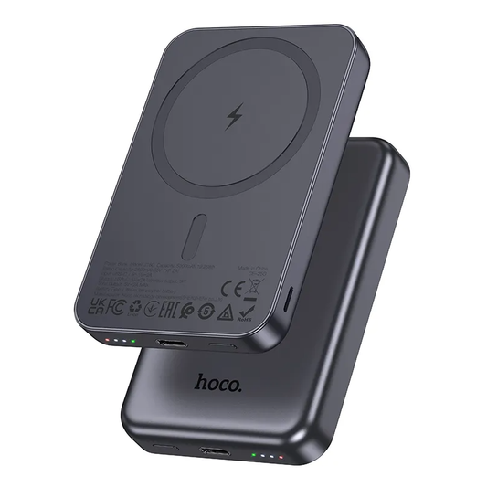 Batería Externa Inalámbrica HOCO J160, 5000mAh, 10W, 1 x QI - 1 x USB-C, Gris