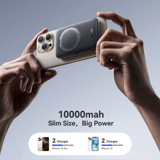 Batería Externa Inalámbrica Joyroom JR-PBM12, 10000mAh, 22.5W, QC + PD + FQI, 1 x QI - 1 x USB-A - 1 x USB-C, Negra