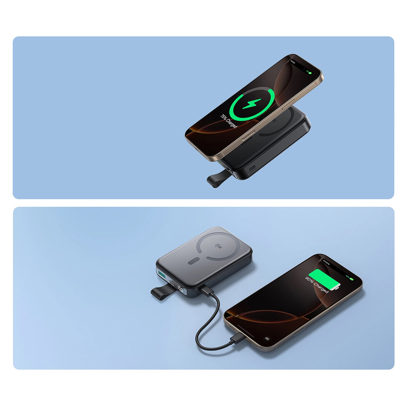 Batería Externa Inalámbrica Joyroom JR-PBM11, 10000mAh, 22.5W, QC + PD + FQI, 1 x QI - 1 x USB-A - 1 x USB-C, Negra