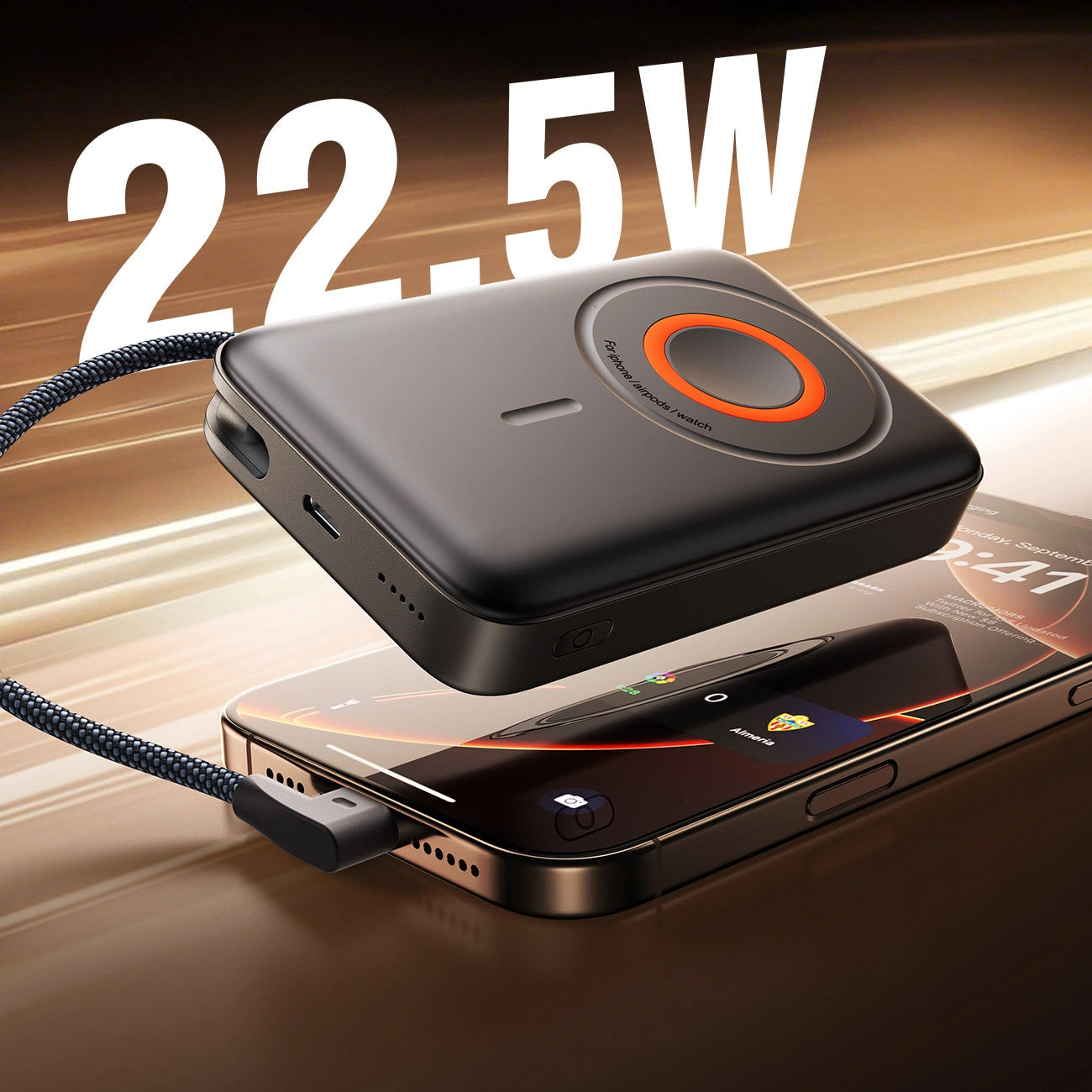 Batería Externa Inalámbrica Joyroom JR-PBM02, 10000mAh, 22.5W, PD + FQI, 1 x QI - 2 x USB-C, Negra