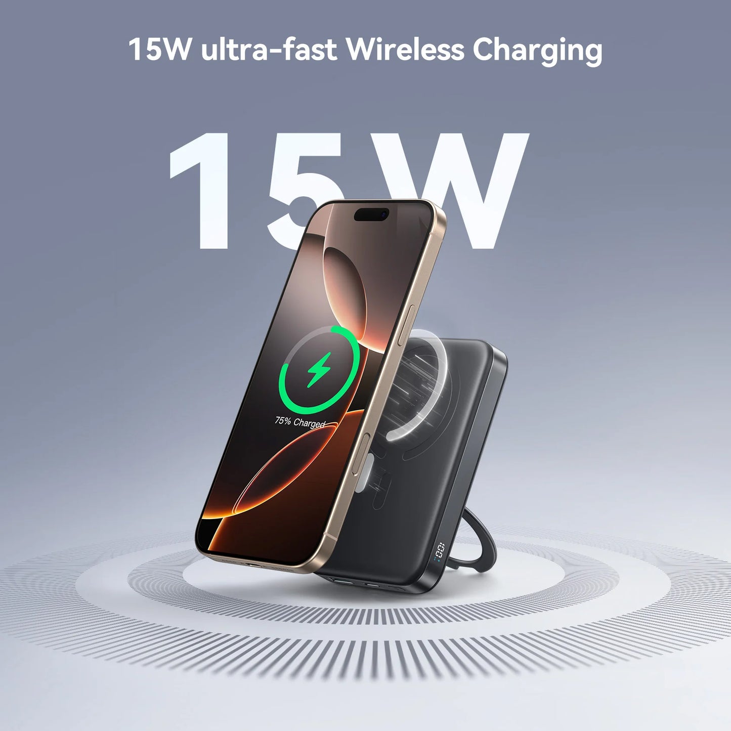 Batería Externa Inalámbrica Joyroom JR-PBM12, 10000mAh, 22.5W, QC + PD + FQI, 1 x QI - 1 x USB-A - 1 x USB-C, Negra