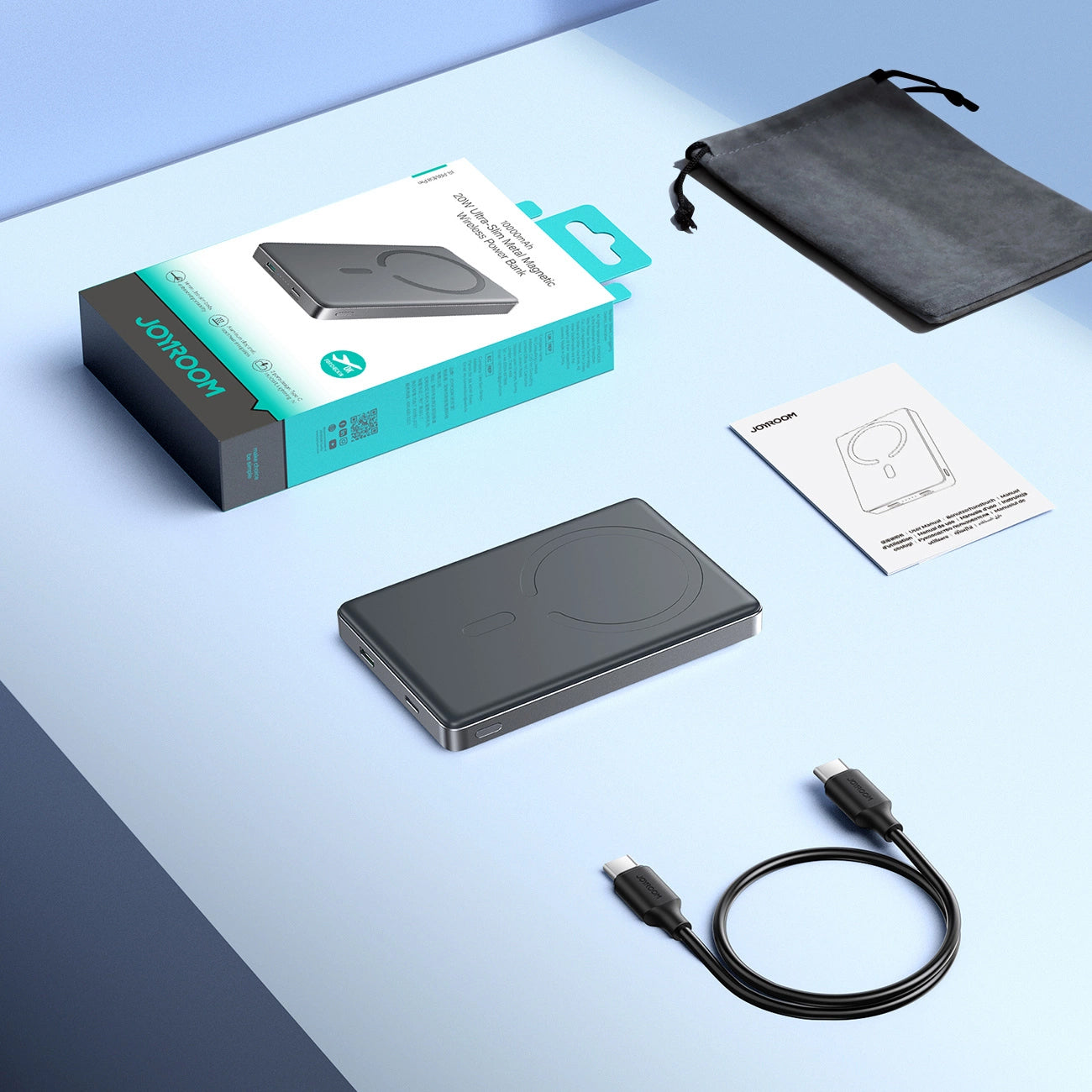 Batería Externa Inalámbrica Joyroom JR-PBM08 Pro, 10000mAh, 20W, PD + FQI, 1 x QI - 1 x USB-C, Gris