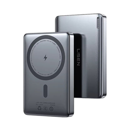 Batería Externa Inalámbrica Lisen L601 Pro, 10000mAh, 27W, PD + FQI, 1 x QI - 1 x USB-C, Gris YL0325100009