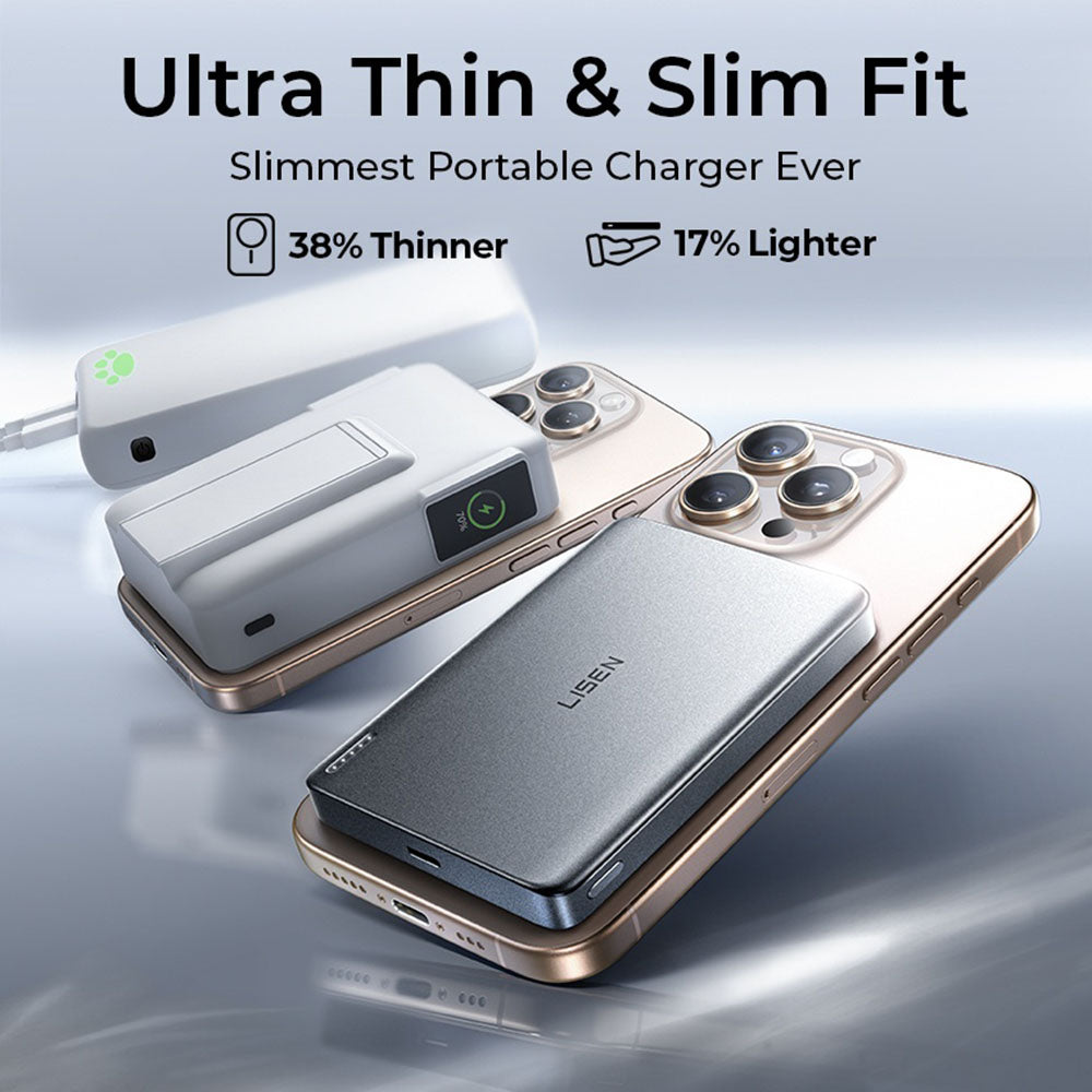 Batería Externa Inalámbrica Lisen L601 Pro, 10000mAh, 27W, PD + FQI, 1 x QI - 1 x USB-C, Gris YL0325100009