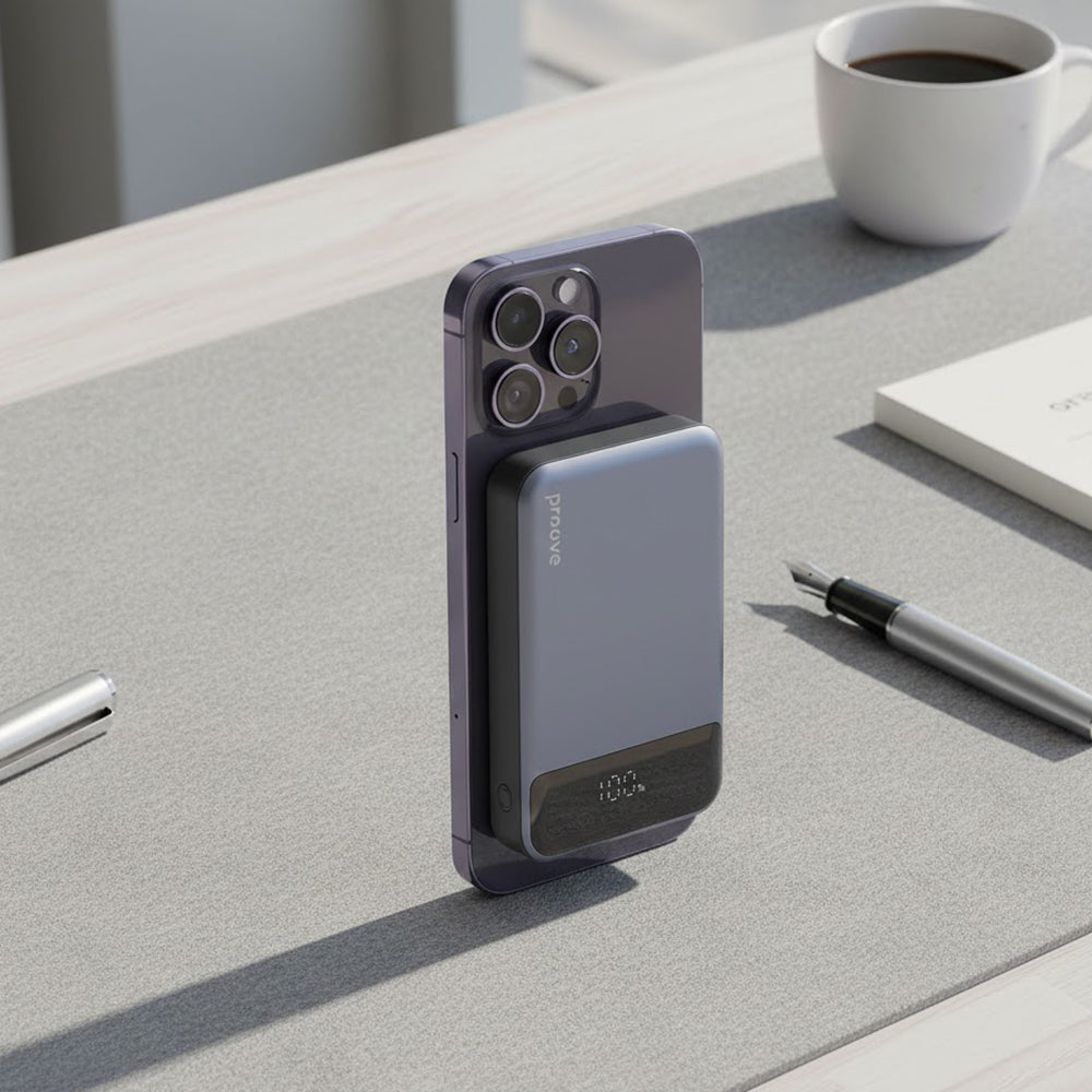 Batería Externa Inalámbrica Proove Hoodman, 10000mAh, 20W, PD + FQI, 1 x QI - 1 x USB-C, Gris PBH120010003