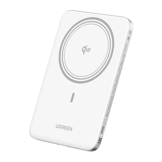 Batería Externa Inalámbrica UGREEN PB580 (95931B), 5000mAh, 20W, PD + FQI, 1 x QI - 1 x USB-C, Blanca