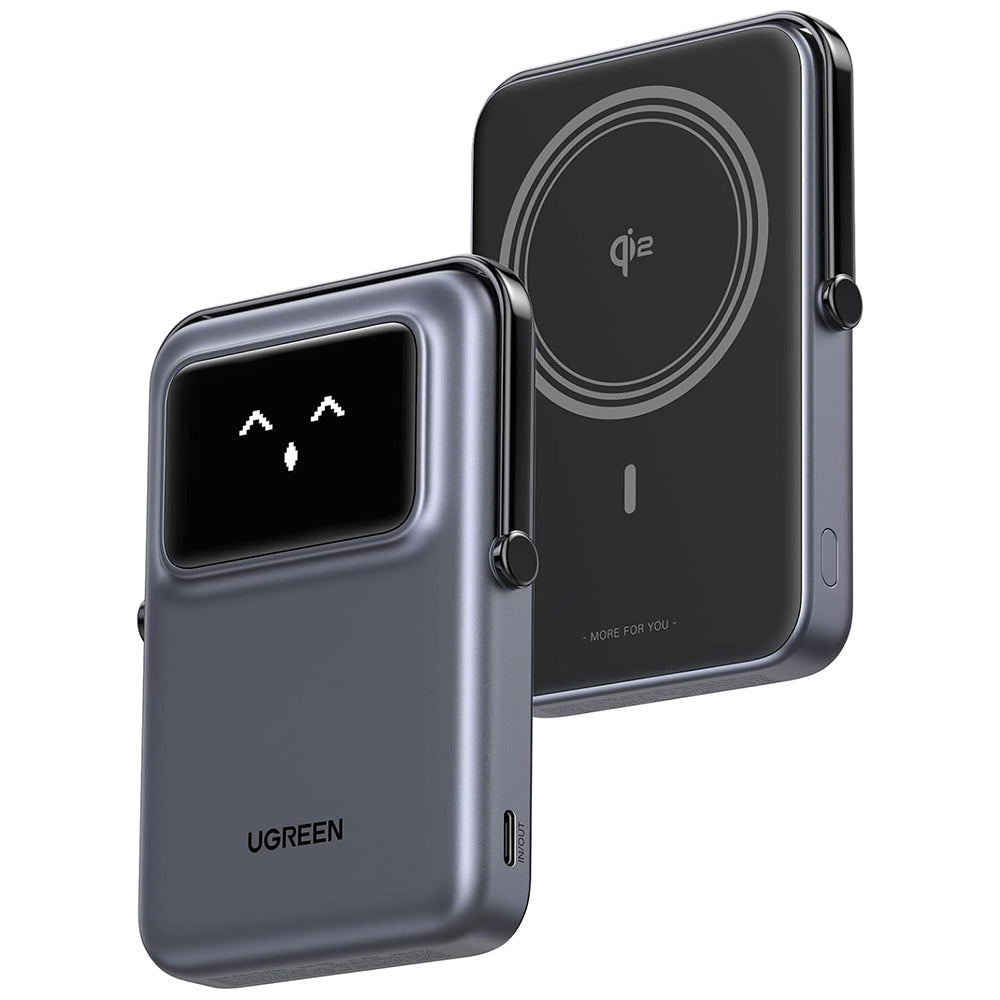 Batería Externa Inalámbrica UGREEN PB764 Uno, 10000mAh, 20W, PD + FQI, 1 x QI - 1 x USB-C, Gris