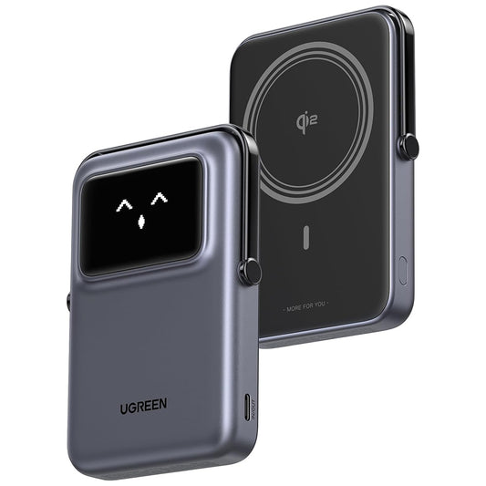Batería Externa Inalámbrica UGREEN PB764 Uno, 10000mAh, 20W, PD + FQI, 1 x QI - 1 x USB-C, Gris