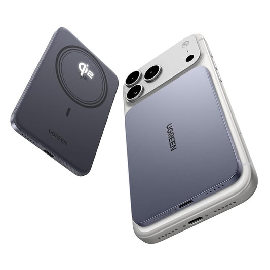 Batería Externa Inalámbrica UGREEN PB580 (75984B), 5000mAh, 20W, PD + FQI, 1 x QI - 1 x USB-C, Gris