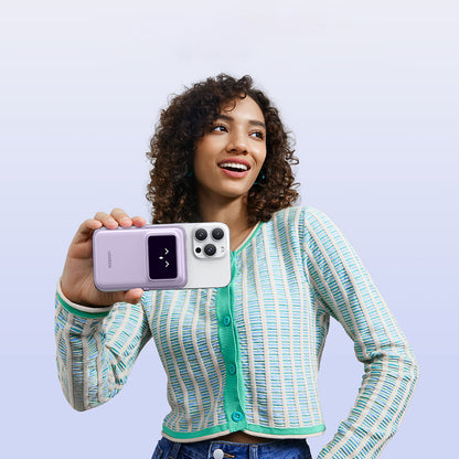 Batería Externa Inalámbrica UGREEN PB571 Uno, 5000mAh, 20W, PD + FQI, 1 x QI - 1 x USB-C, Morado