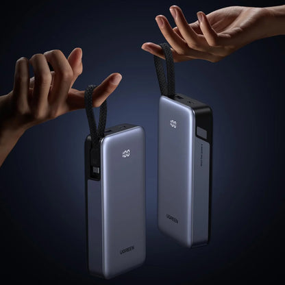 Batería Externa UGREEN PB536 (55988B), 20000mAh, 45W, QC + PD, 1 x USB-A - 2 x USB-C, Gris