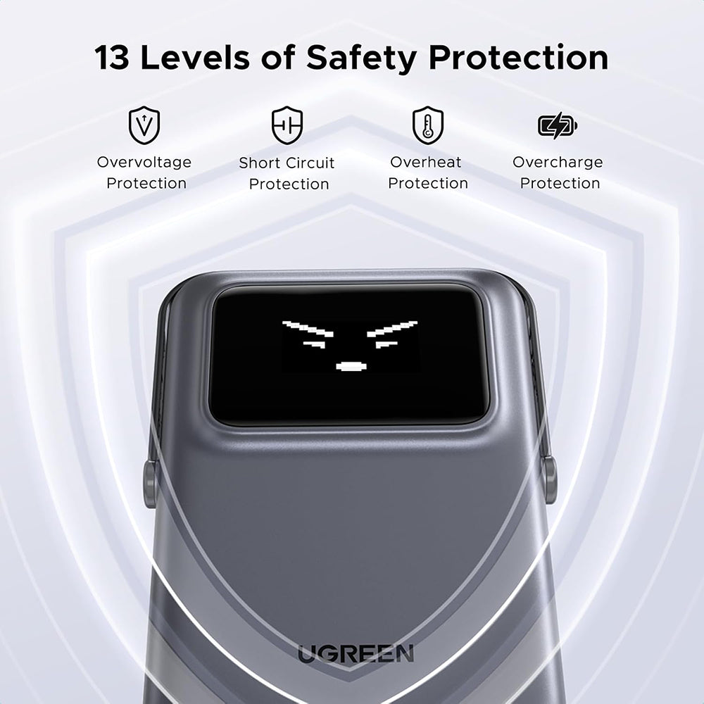 Batería Externa Inalámbrica UGREEN PB764 Uno, 10000mAh, 20W, PD + FQI, 1 x QI - 1 x USB-C, Gris
