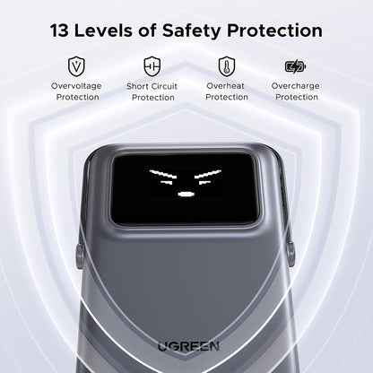 Batería Externa Inalámbrica UGREEN PB764 Uno, 10000mAh, 20W, PD + FQI, 1 x QI - 1 x USB-C, Gris