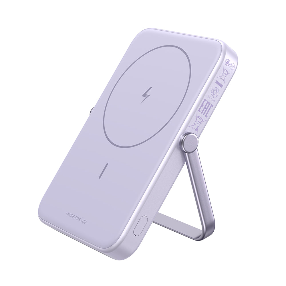 Batería Externa Inalámbrica UGREEN PB571 Uno, 5000mAh, 20W, PD + FQI, 1 x QI - 1 x USB-C, Morado