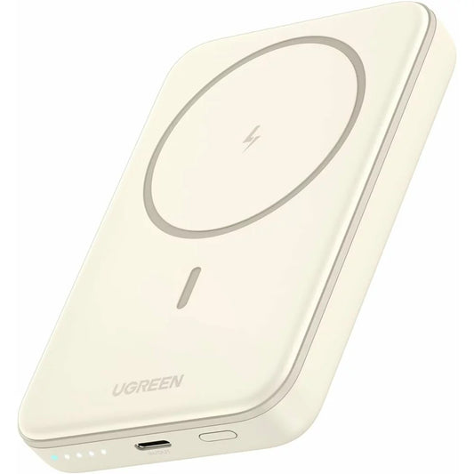 Batería externa inalámbrica UGREEN PB561, 10000mAh, 20W, PD + FQI, 1 x QI - 1 x USB-C, Beige