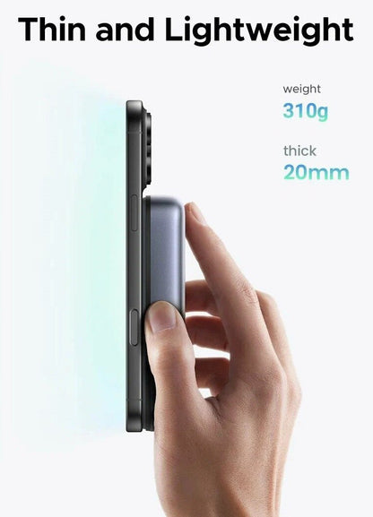 Batería Externa Inalámbrica UGREEN PB562, 10000mAh, 20W, PD + FQI, 1 x QI - 1 x USB-C, Negra