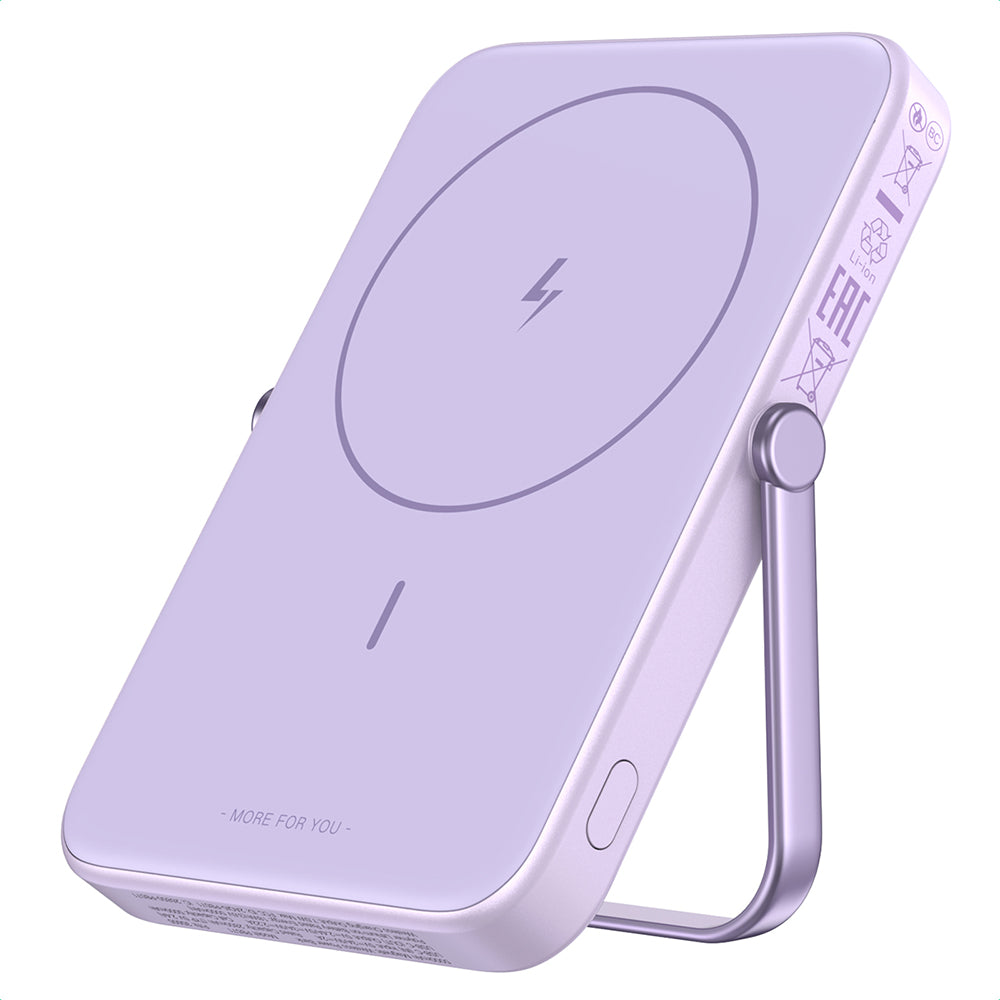 Batería Externa Inalámbrica UGREEN PB571 Uno, 5000mAh, 20W, PD + FQI, 1 x QI - 1 x USB-C, Morado
