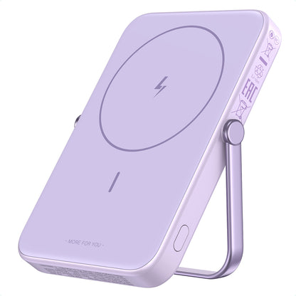 Batería Externa Inalámbrica UGREEN PB571 Uno, 5000mAh, 20W, PD + FQI, 1 x QI - 1 x USB-C, Morado