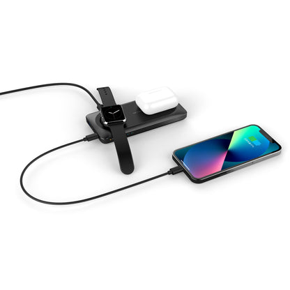 Batería Externa Inalámbrica Veger MagMulti W1156, 10000mAh, 22.5W, QC + PD + FQI, 2 x QI - 1 x USB-A - 1 x USB-C, Negra